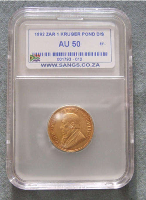 *1892 D/S ZAR 1 Pond - AU50*